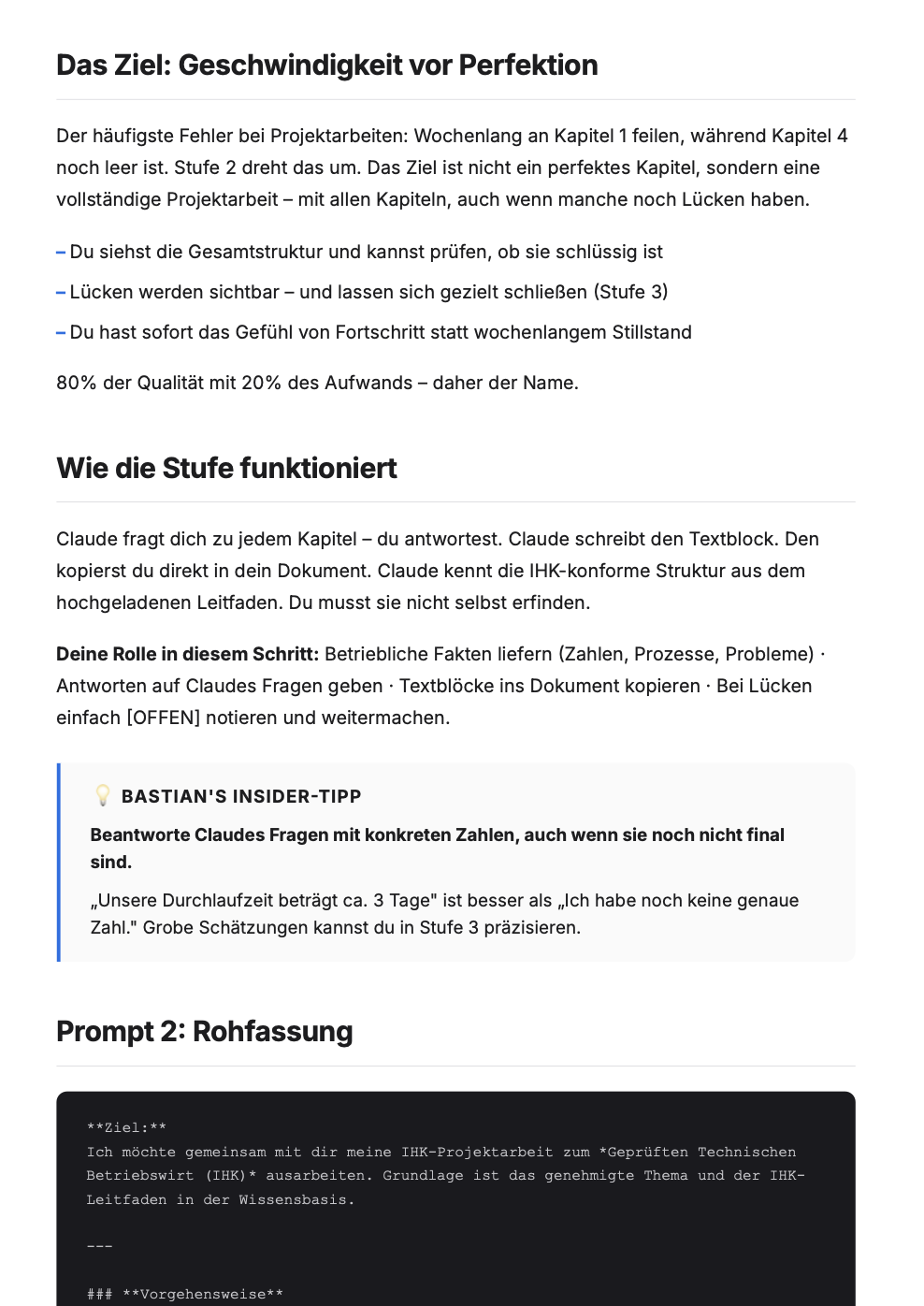 TBW Projektarbeit Framework – Kapitel 2: Der 9-Stufen-Workflow erklärt